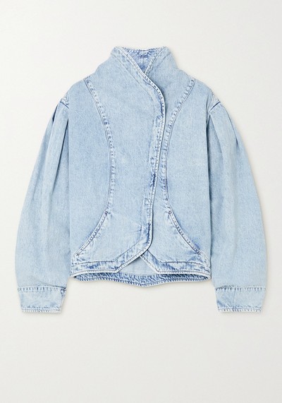 Pauline Cropped Acid-Wash Denim Jacket from Isabel Marant