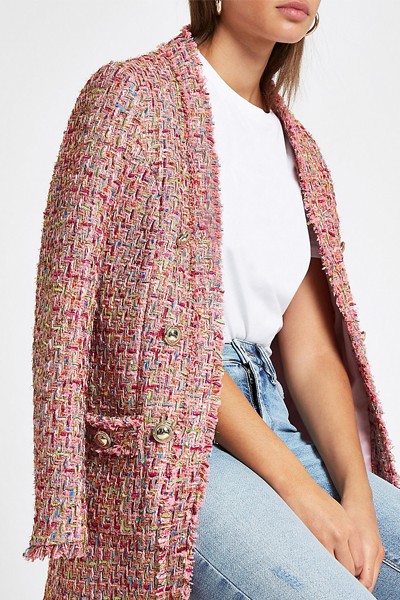 Pink Check Boucle Jacket