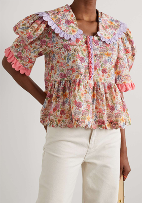 Bonnie Scalloped Floral-Print Blouse from Horror Vacui