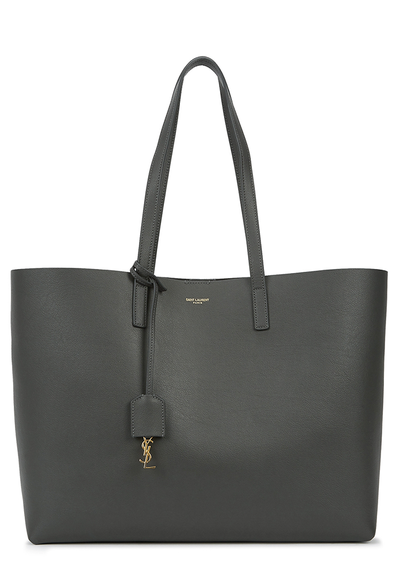 Charcoal Leather Grained Tote from Saint Laurent