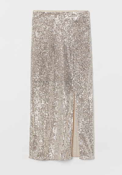 Slit-Front Sequined Skirt from H&M