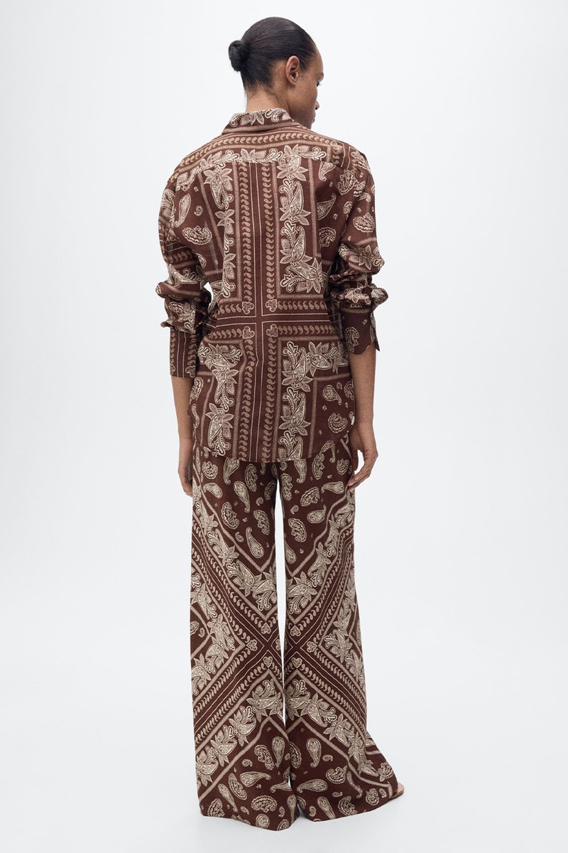 Paisley-Print Wideleg Trousers from MANGO