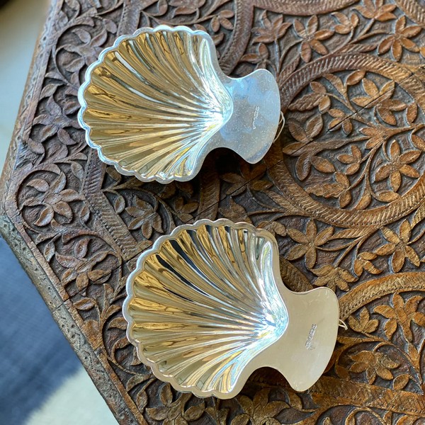 Shell Shaped Silver Plate Dish from Litten Tree Antiques