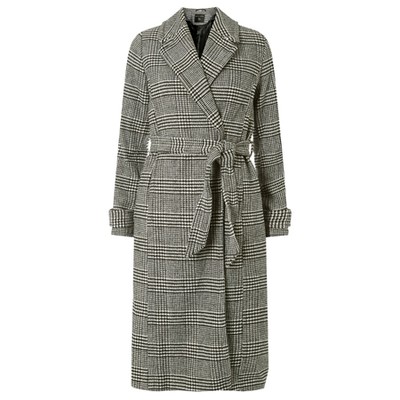 Monochrome Check Wrap Coat