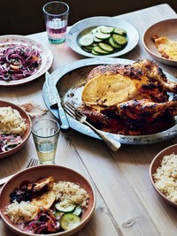 Saffron-Spiced Whole Roast Chicken