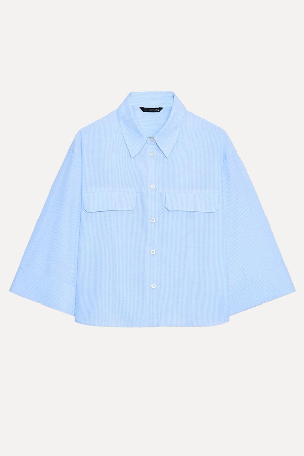 Short Shirt With Striped Flaps from Zara