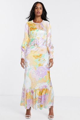 Belted Maxi Tea Dress With Balloon Sleeve from ASOS Design