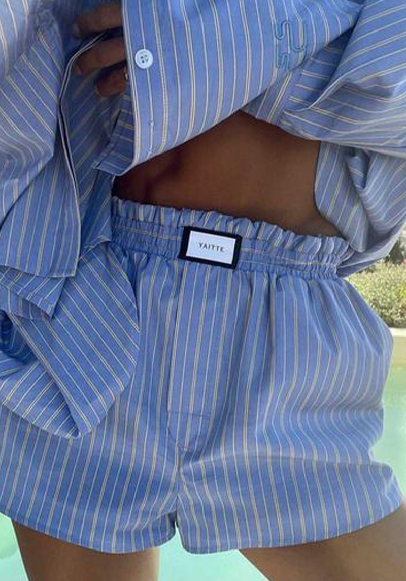 Blue Stripe Cotton Shorts from Yaitte