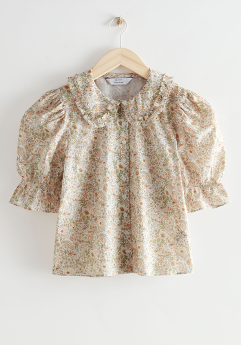 Floral Print Puff Sleeve Blouse