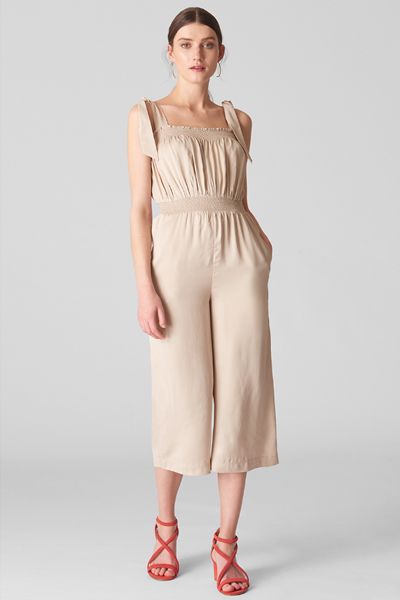 Ally Tie Shoulder Jumpsuit, Stone