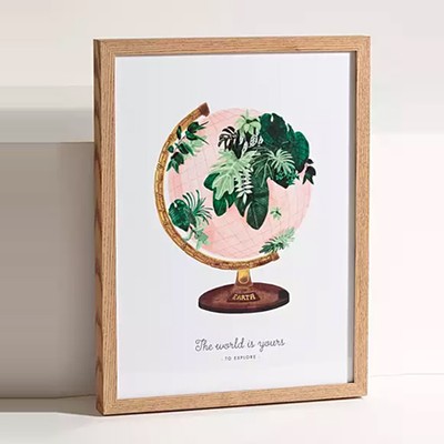 The World is Yours Leafy Globe Wall Art A3