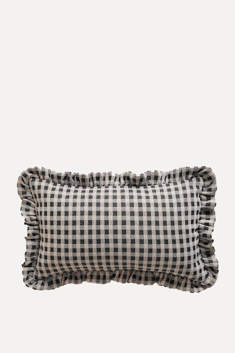Chenille Woven Gingham Bolster Cushion