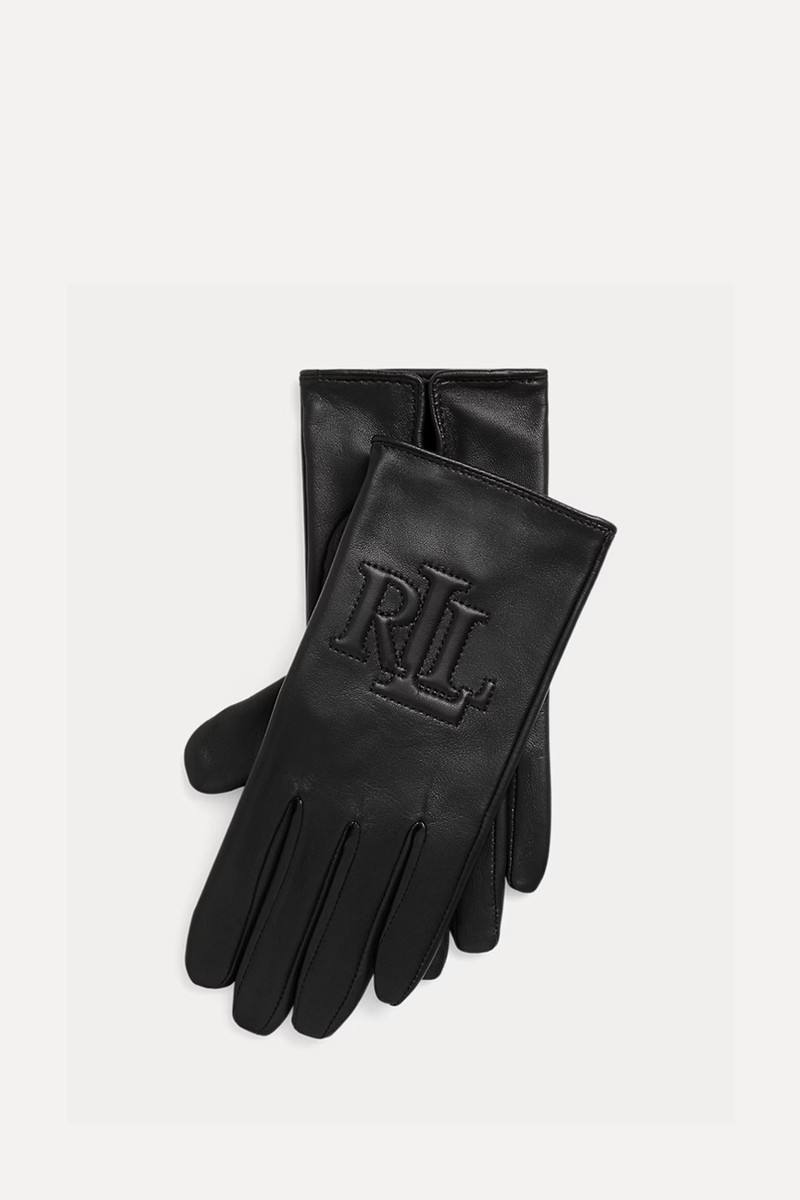 Logo-Embossed Sheepskin Tech Gloves