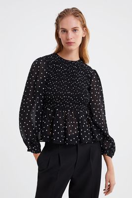 Polka Dot Printed Blouse from Zara