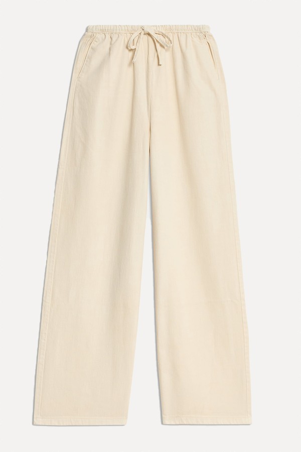 Denim Drawstring Wide-Leg Trousers from Marks & Spencer