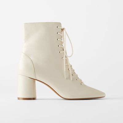 Lace-Up Leather Ankle Boots from Zara