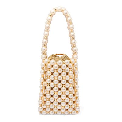 Sicilia Faux Pearl And Gold-Tone Beaded Tote from Vanina