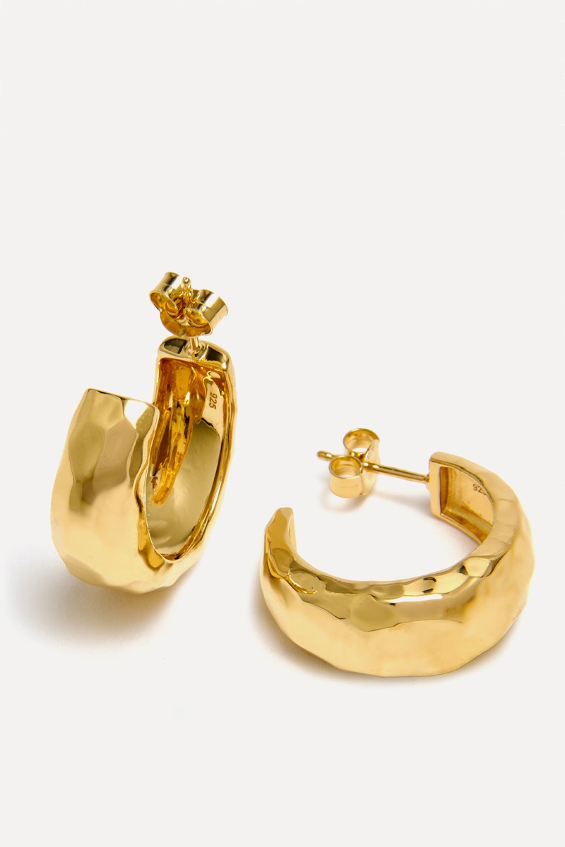 Gold Hammered Chunky Hoop Earrings