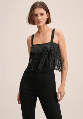 Fringe Detail Knit Top from Mango