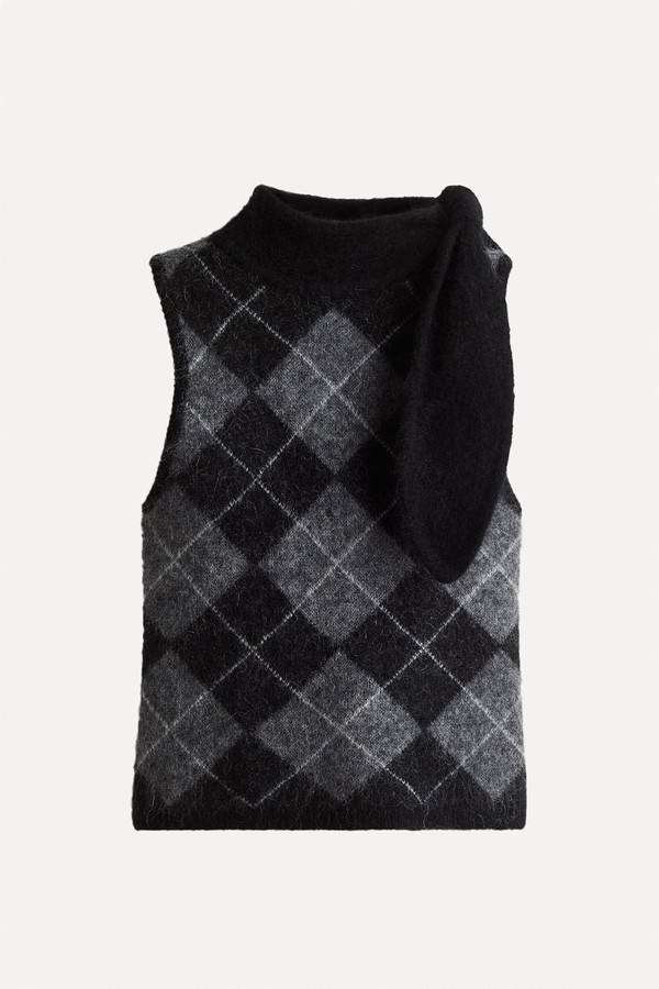 Mohair-Blend Scarf-Collar Top