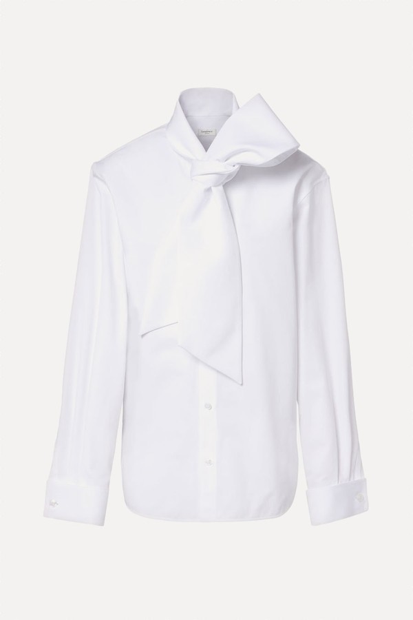 Tie-Neck Cotton Poplin Blouse from Saint Laurent