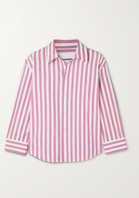 Cropped Striped Organic Cotton Shirt from Jil Sander