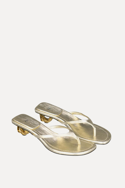 Metallic Heel Leather Sandals from Zara 