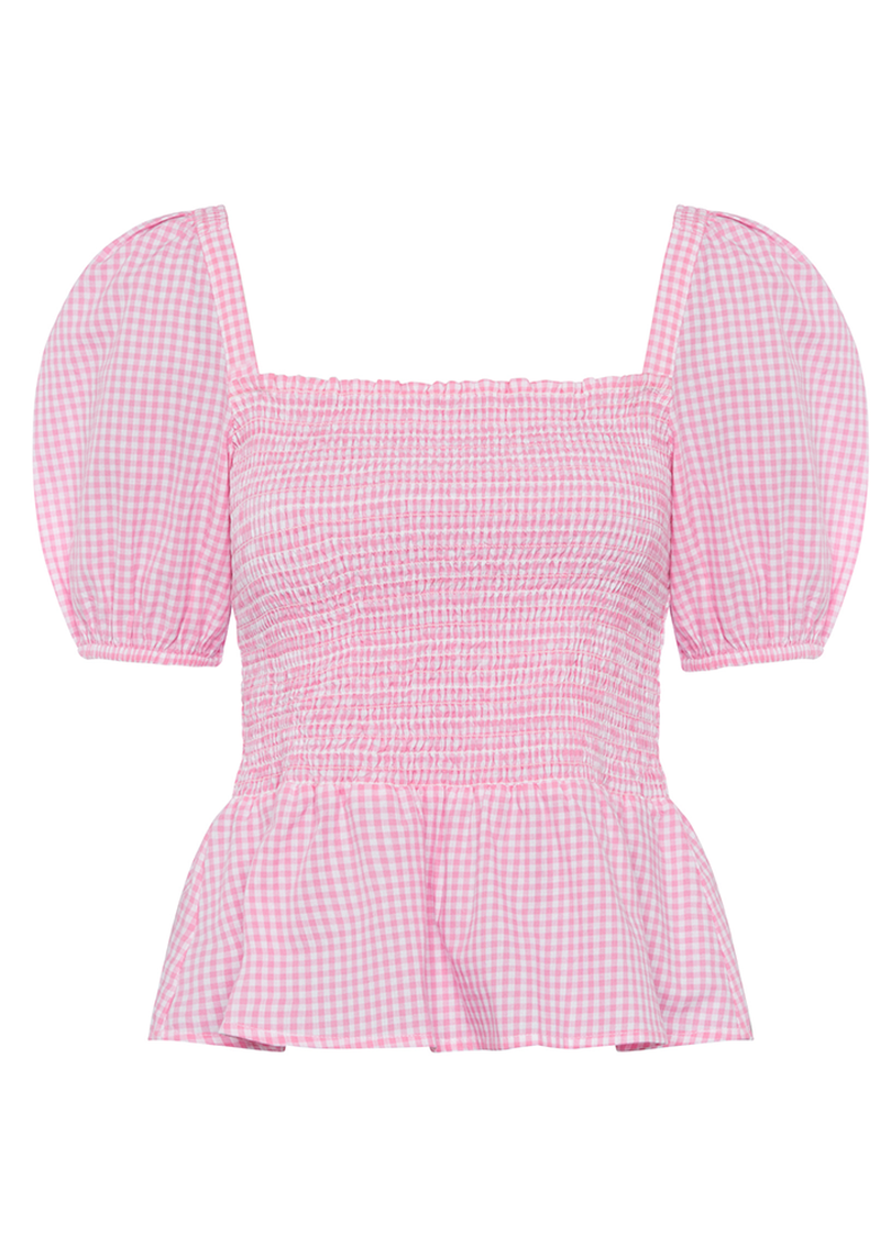 Artina Gingham Smocked Top