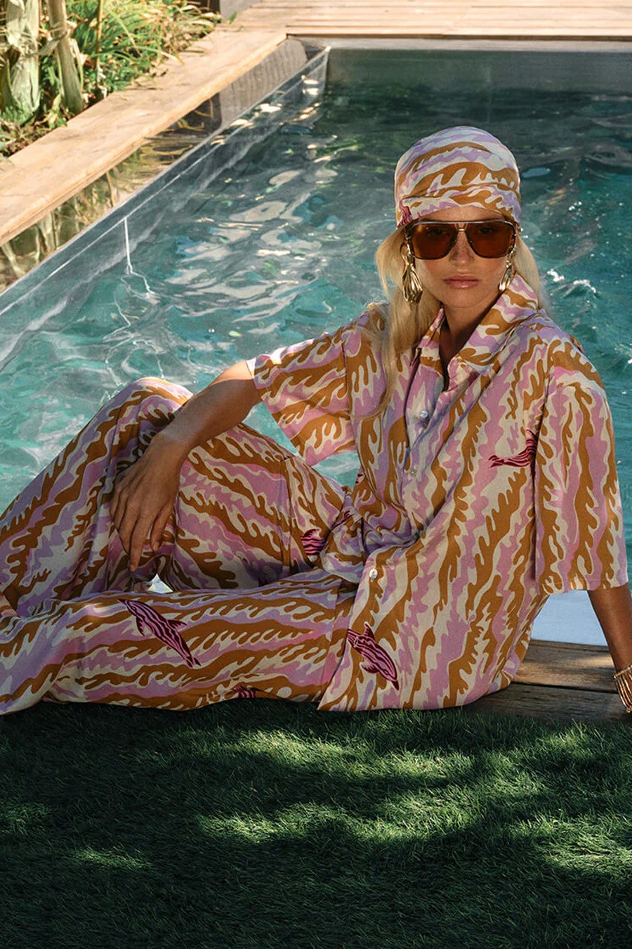 Alabama Mira Wave Pyjamas In Silk Crêpe De Chine from OLIVIA VON HALLE