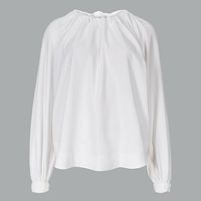 Round Neck Long Sleeve Blouse