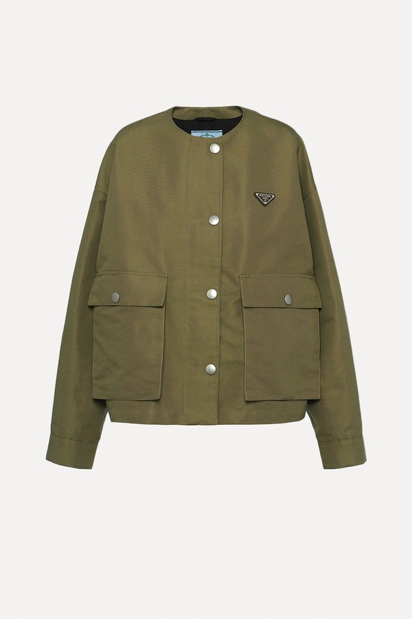 Triangle-Logo Canvas Blouson Jacket from Prada