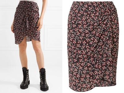 Livia Draped Printed Silk Crepe De Chine Mini Skirt from Isabel Marant