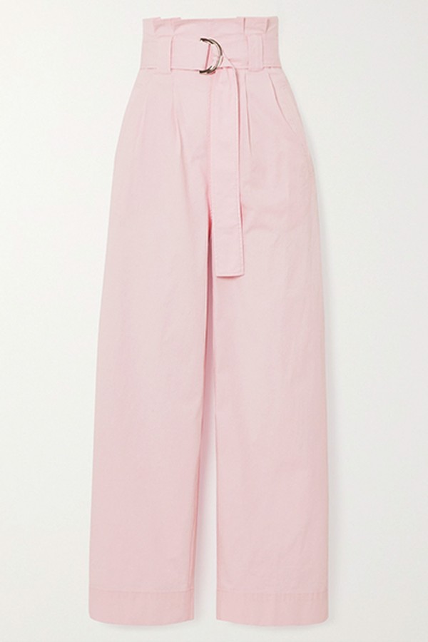 Belted Cotton-Blend Ripstop Wide-Leg Pants from Ganni