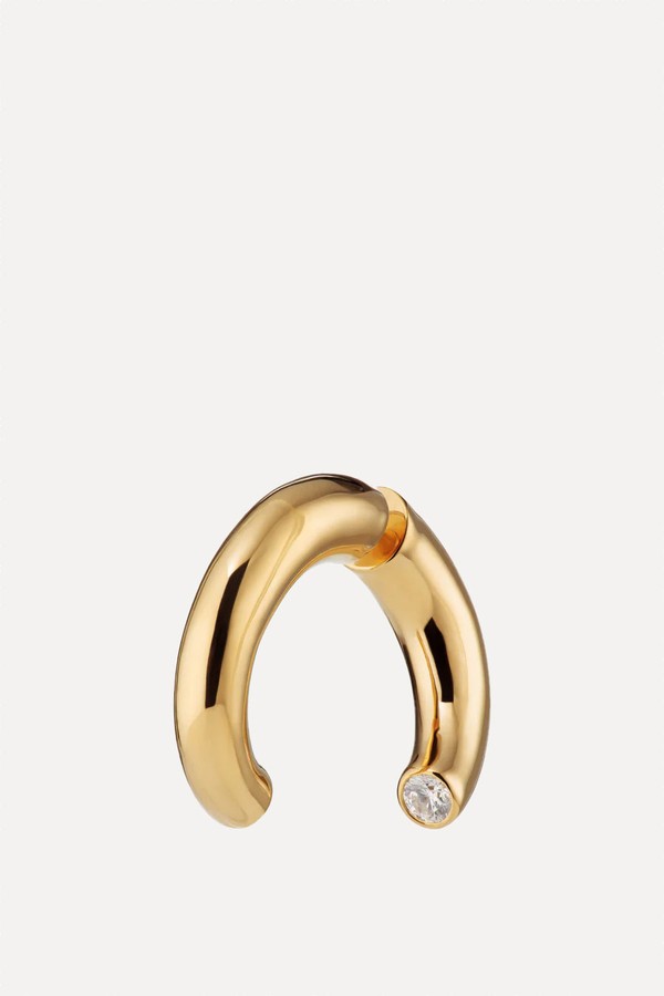 Sparkle Single Split Hoop Earring With Clear Stone from Scream Pretty