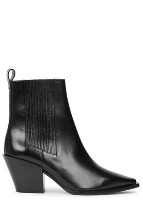 Kate 80 Black Leather Ankle Boots from Aeyde