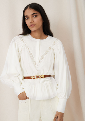 Blouse-Style Top With Guipure Braiding from Maje