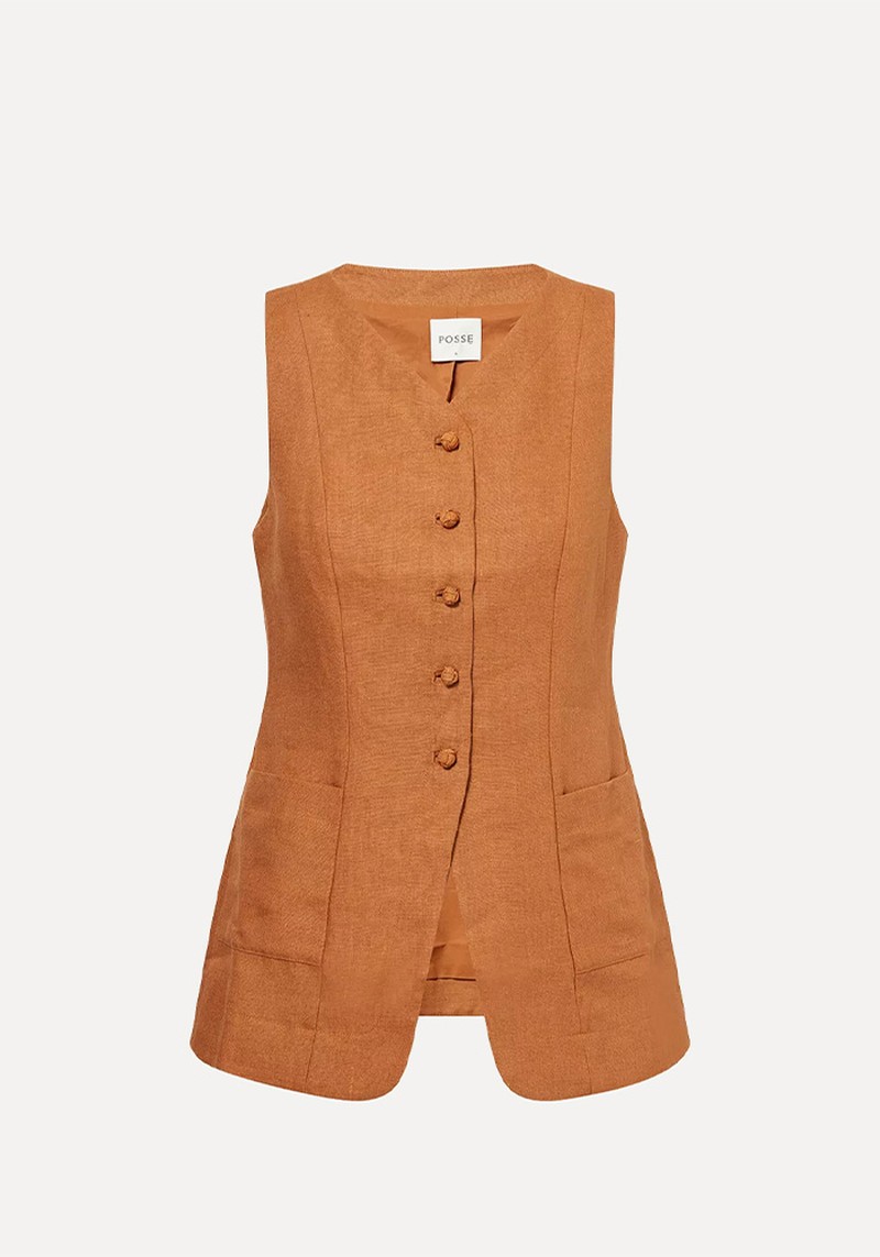 Lorenzo V-Neck Linen Vest