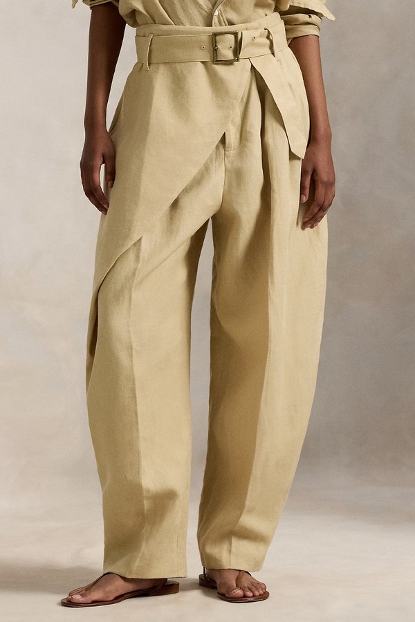 Linen Tapered Wrap Trousers