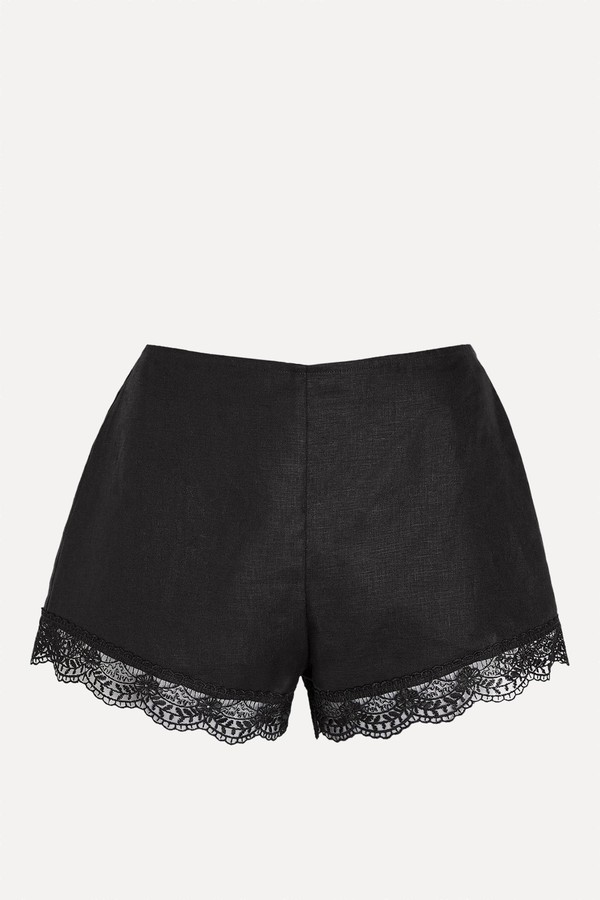 Lace-Trim Linen Shorts from Staud