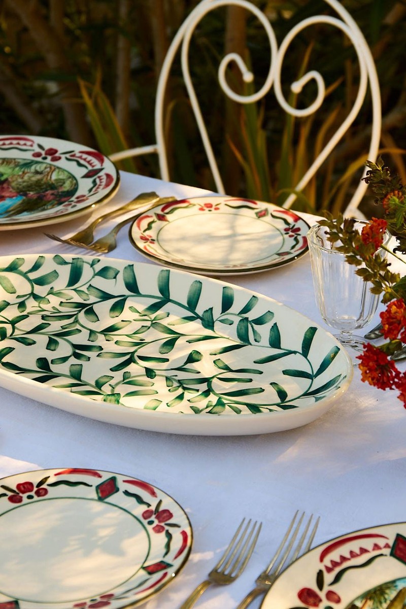Large Scroll Oval Platter from Villa Bologna Pottery