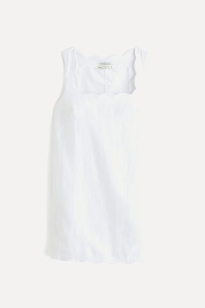 Premium Linen Scalloped Mini Dress from Abercrombie & Fitch