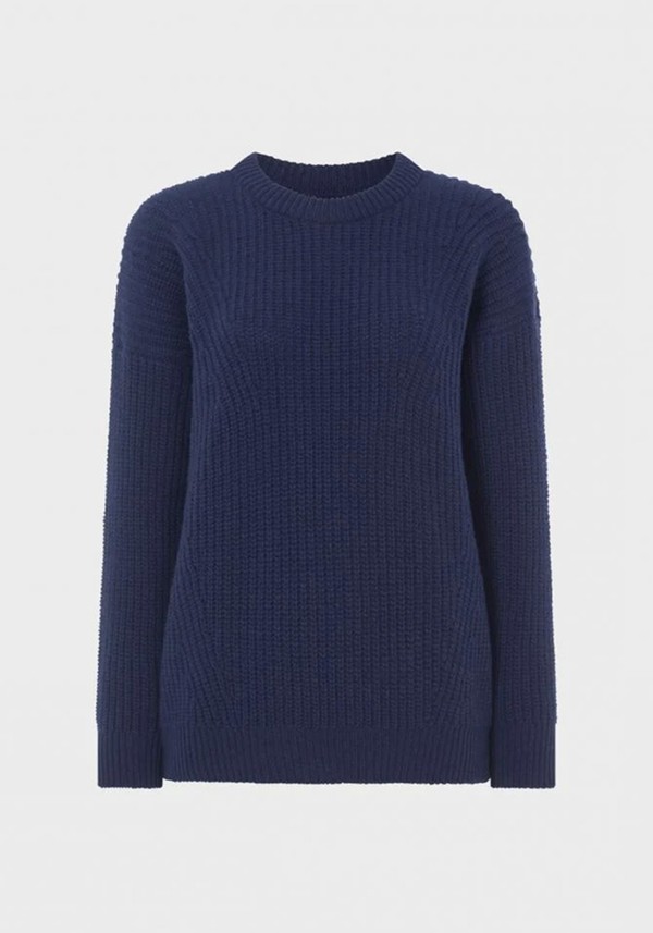 Cashmere Mix Ribbed Crew Neck