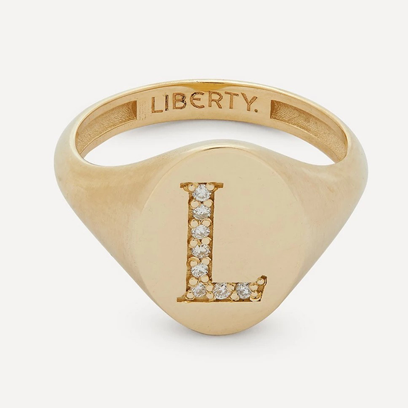 Gold & Diamond Initial Liberty Signet Ring from Liberty
