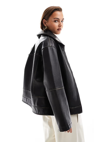 Funnel Neck Oversized Biker Jacket from ASOS