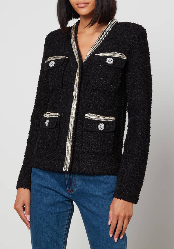 Embellished Bouclé Knit Cardigan from Self Portrait