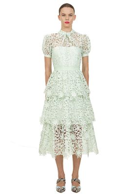 3D Floral Lace Midi Dress