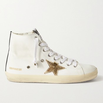 Slide Distressed Metallic Sneakers from Golden Goose