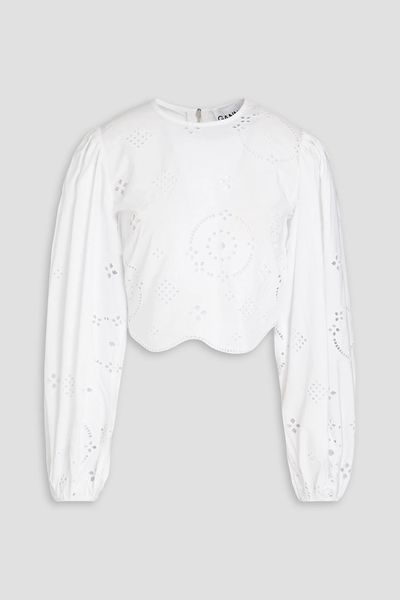 Cropped Broderie Anglaise Cotton Blouse from Ganni