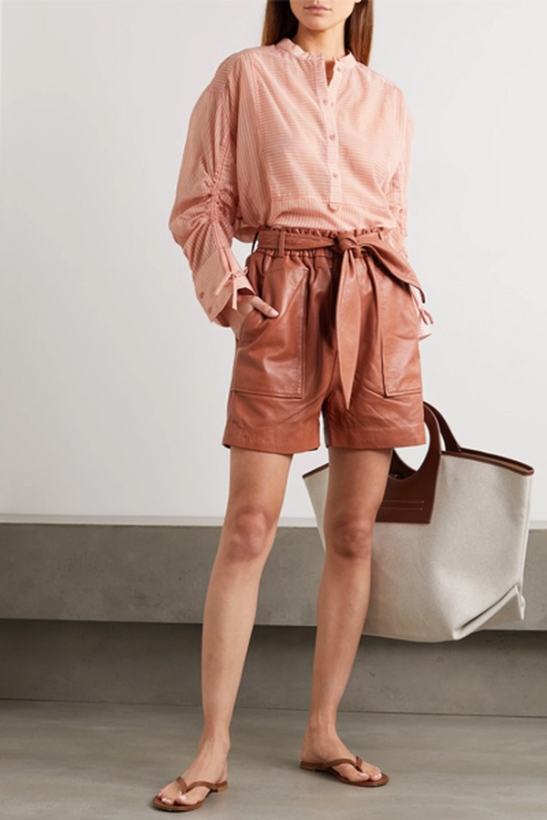 Melia Ruched Striped Poplin Shirt from Munthe