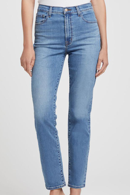 J Brand High Rise Straight Jeans Mid Blue